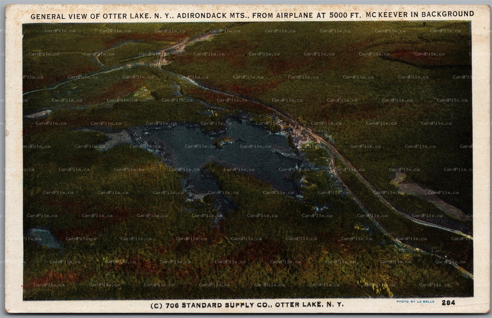 Postcard Otter Lake New York General Aerial View from Airplane Adirondacks