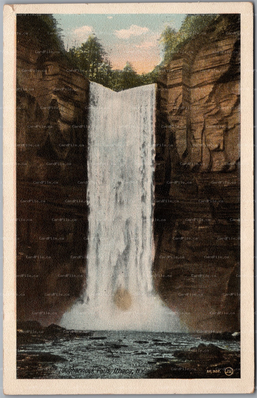 Postcard Ithaca New York Taughannock Falls Scenic View A