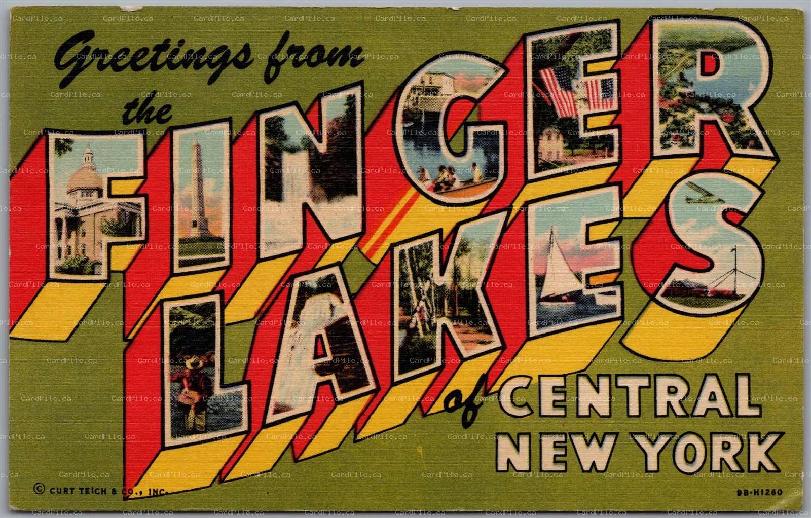 Postcard c1954 Greeings from Finger Lakes of Central New York Large Letter