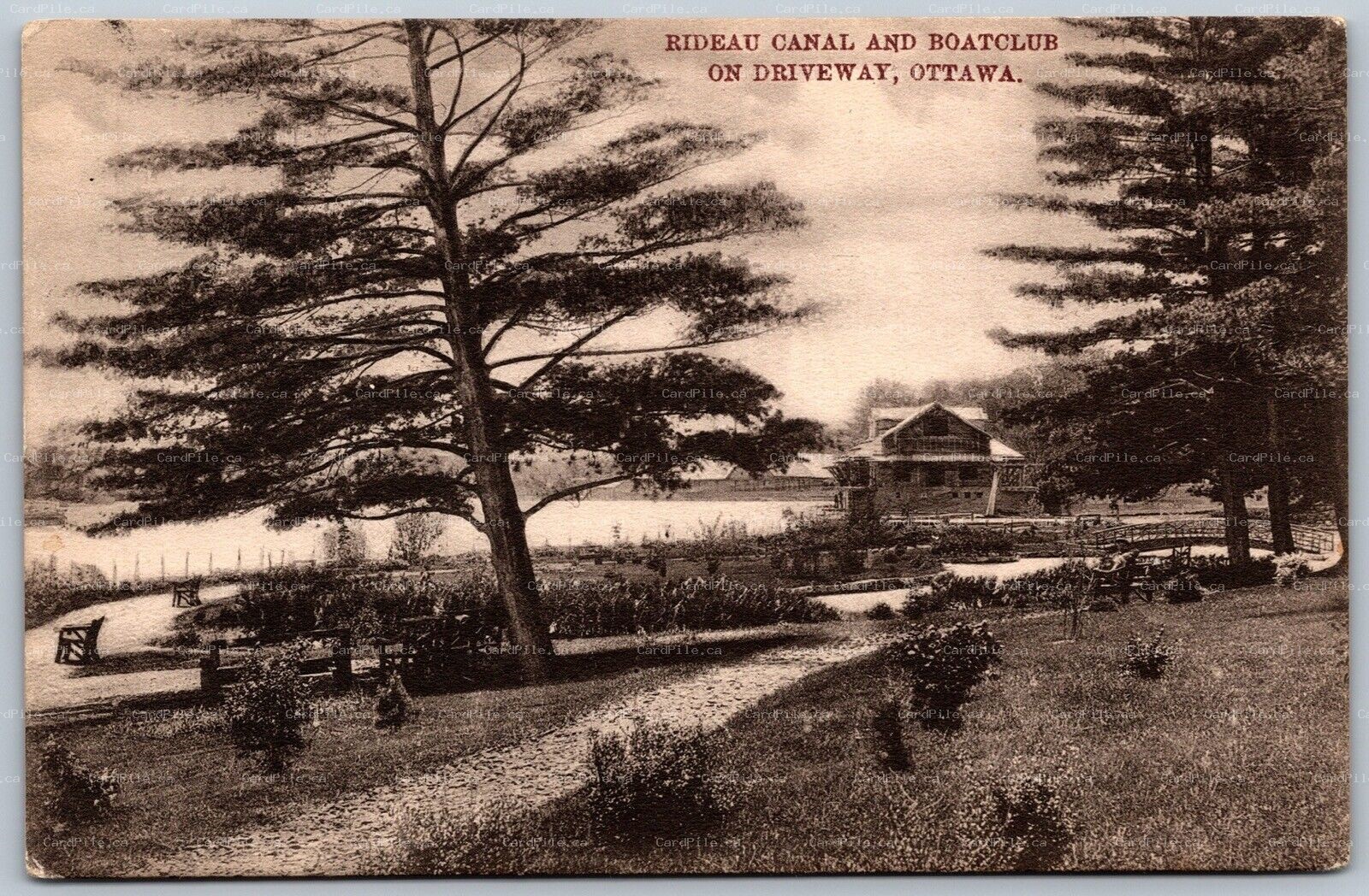 Postcard Ottawa Ontario c1906 Rideau Canal and Boat Club On Driveway