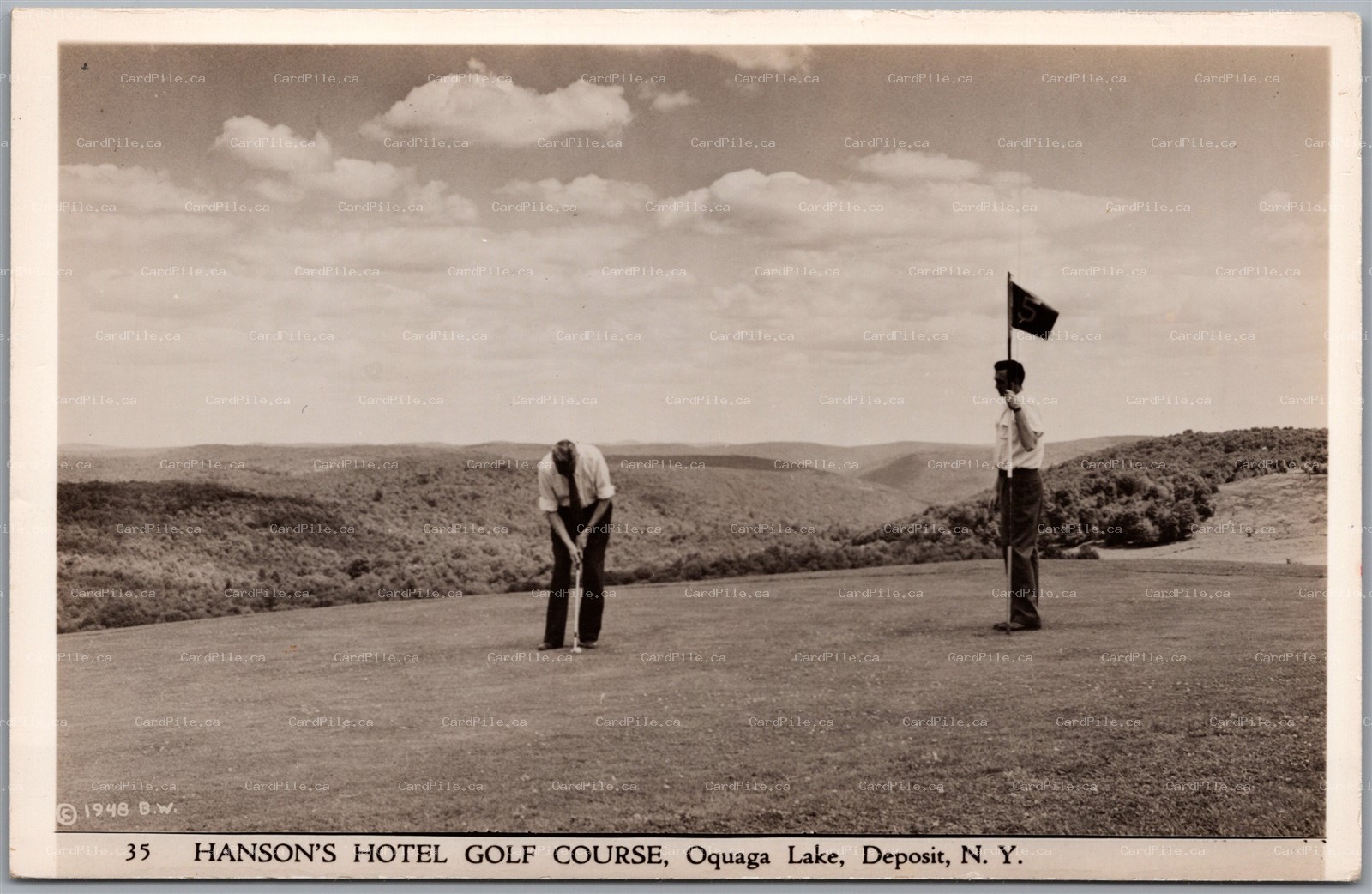 Postcard RPPC c1948 Deposit New York Hanson's Hotel Golf Course Oquaga Lake B