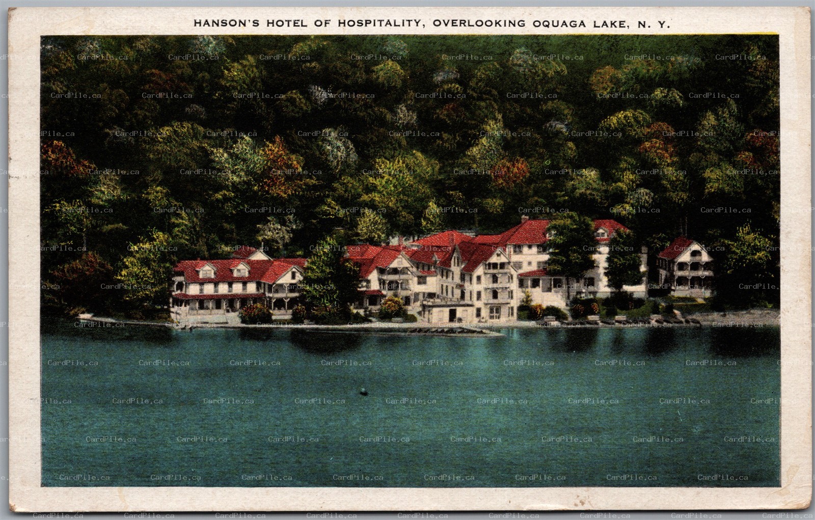 Postcard Deposit New York c1931 Oquaga Lake Hanson's Hotel of Hospitality