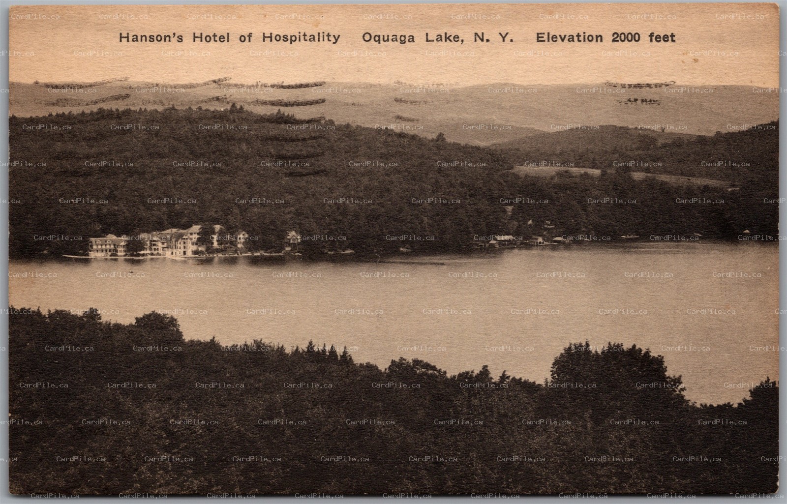 Postcard Oquaga Lake New York c1936 Hanson's Hotel of Hospitality by Albertype