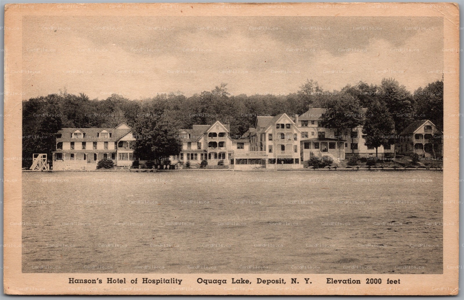 Postcard Deposit New York Oquaga Lake Hanson's Hotel of Hospitality Albertype