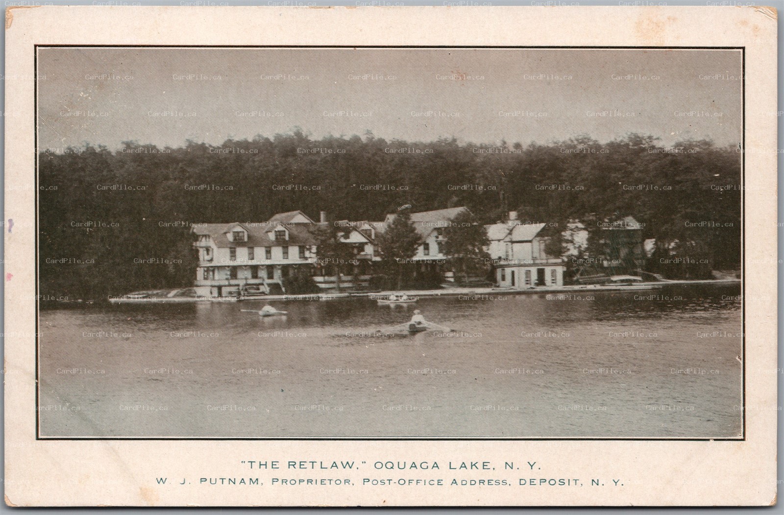Postcard Oquaga Lake Deposit New York Advertisement The Retlaw W. J. Putnam