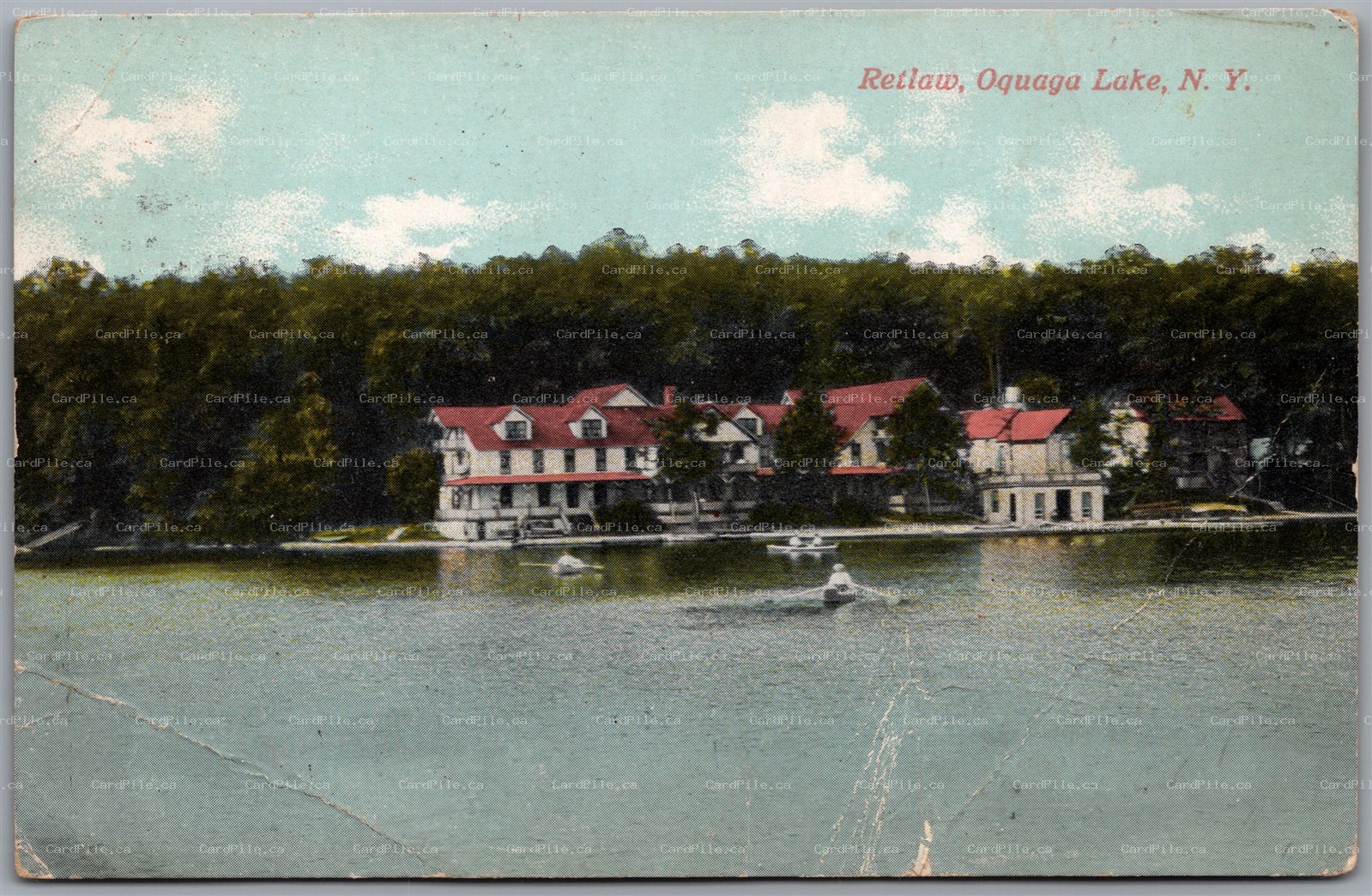 Postcard Oquaga Lake New York c1914 Retlaw House CDS Duplex Cancel *as is*