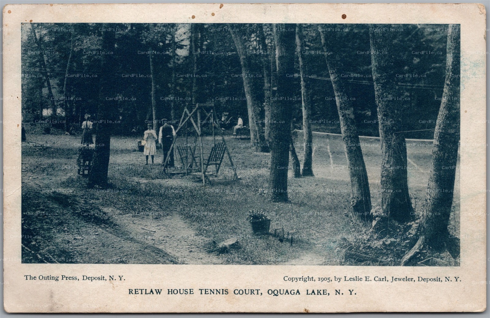 Postcard Oquaga Lake New York 1905 Retlaw House Tennis Court Leslie E. Carl