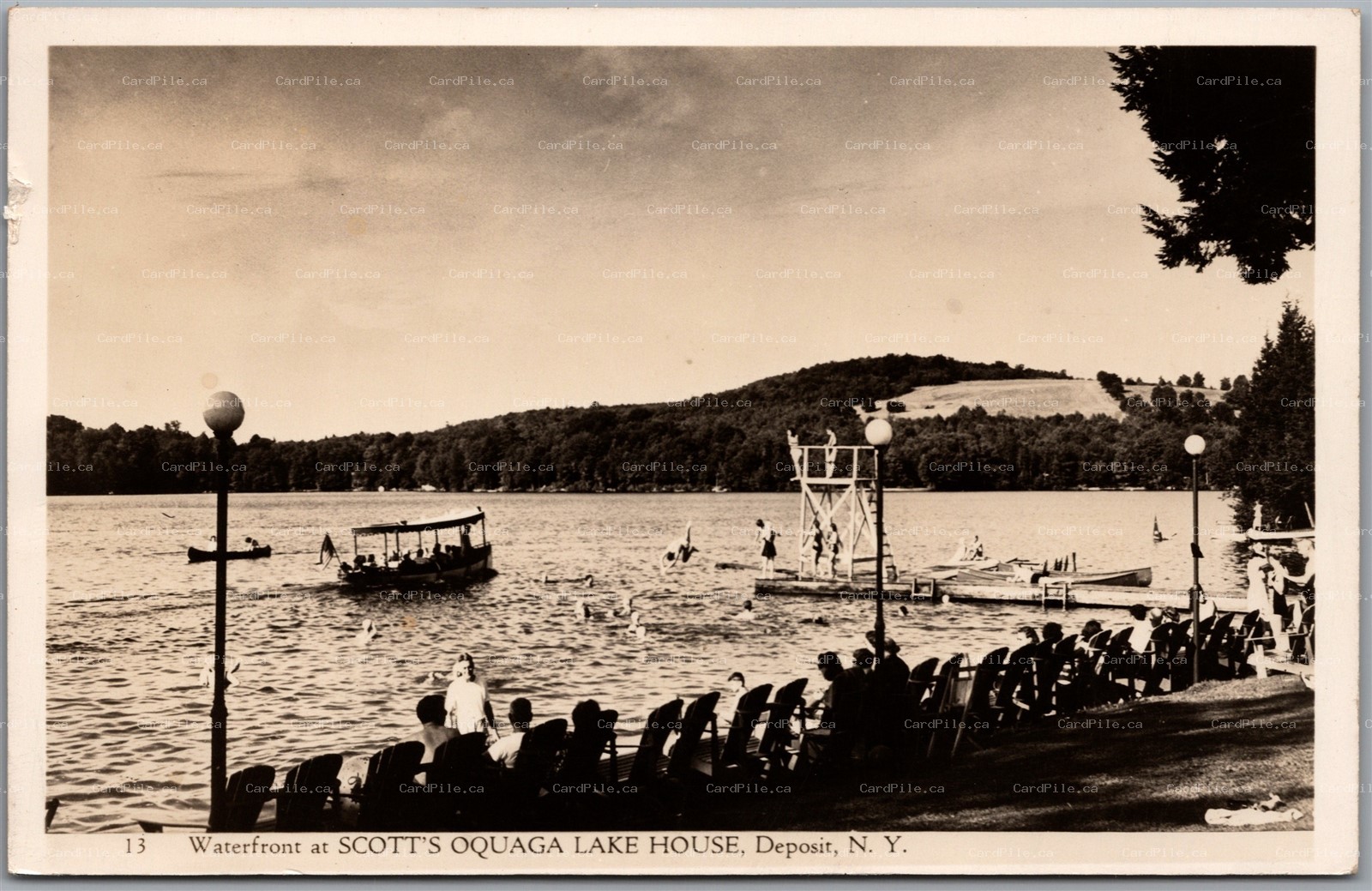 Postcard RPPC Deposit New York Scott's Oquaga Lake House Waterfront Scenic View