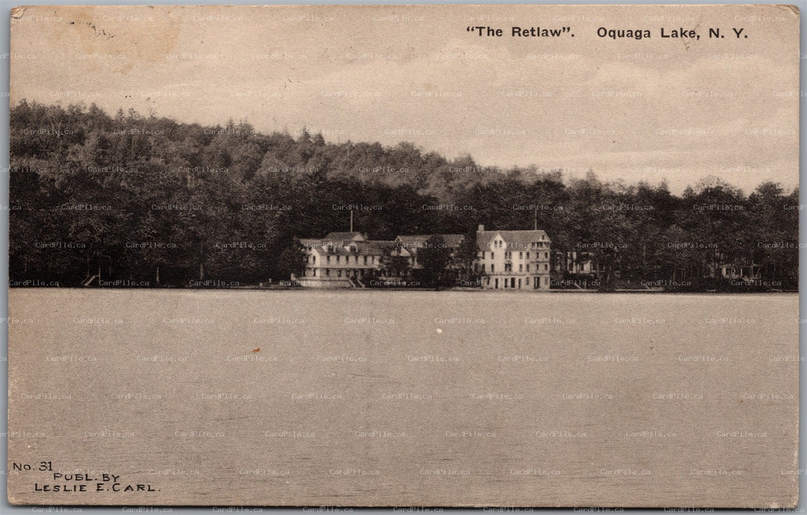 Postcard Oquaga Lake New York c1914 The Retlaw by Albertype Leslie E. Carl