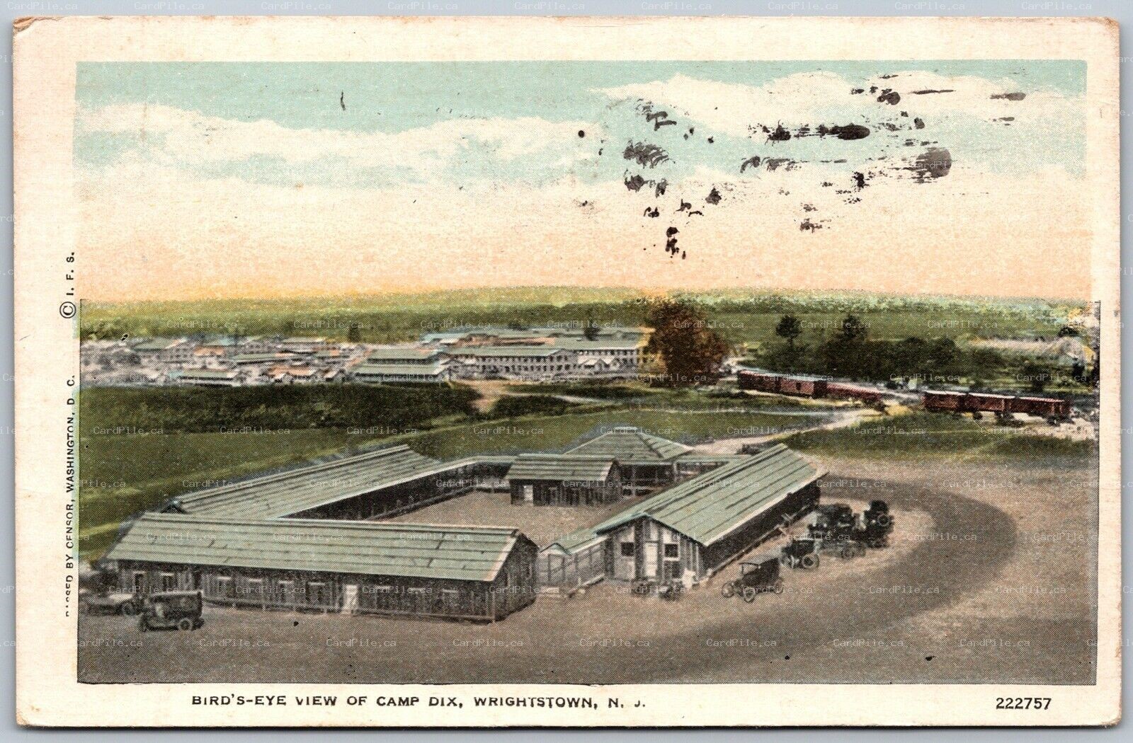 Postcard Wrightstown New Jersey c1918 Birds Eye View of Camp Dix