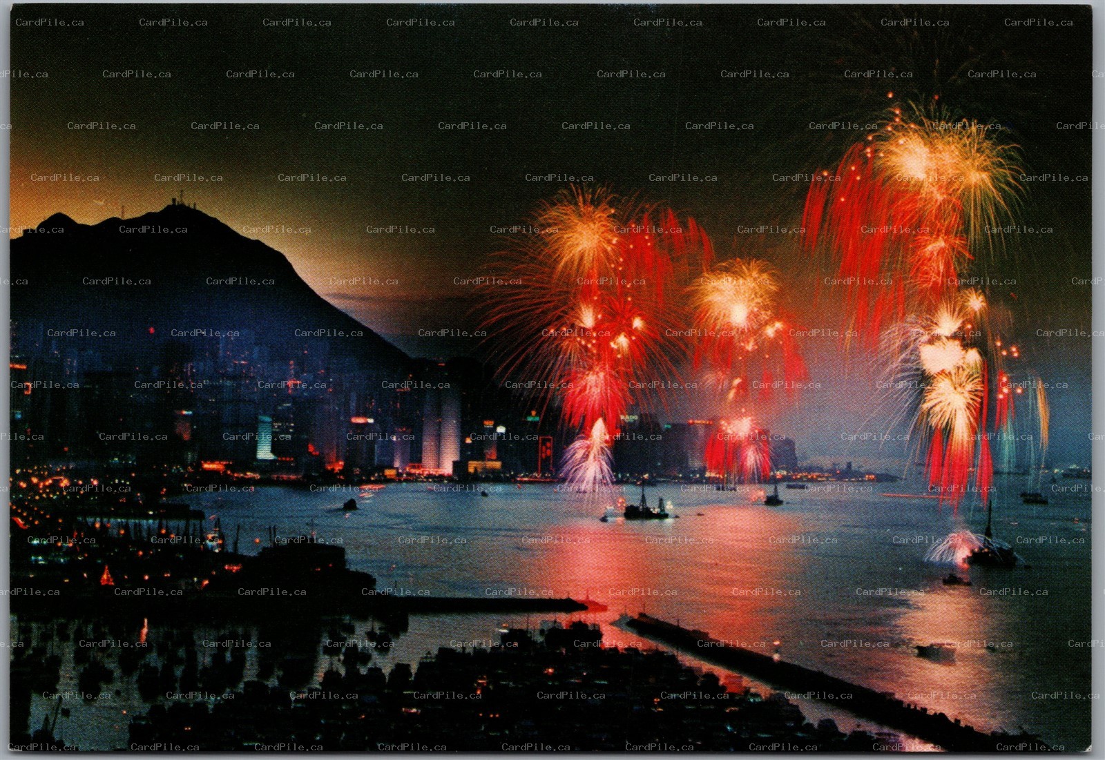 Postcard Hong Kong China Fireworks at New Year Festival
