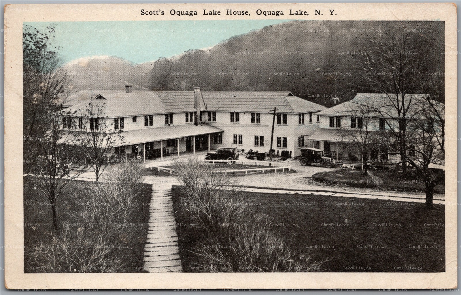 Postcard Deposit New York Scott's Oquaga Lake House Old Cars E. C. Kropp