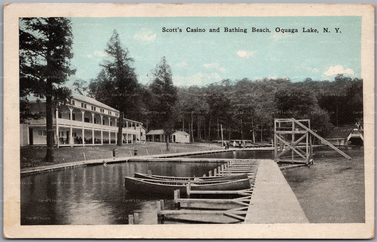 Postcard Deposit New York Scott's Oquaga Lake House Casino and Bathing Beach