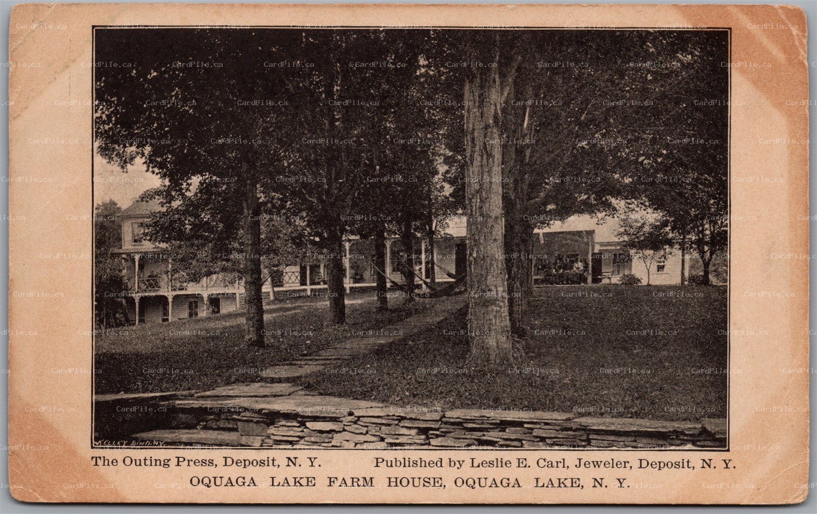 Postcard Oquaga Lake New York c1910 Farm House Broome County Leslie E. Carl
