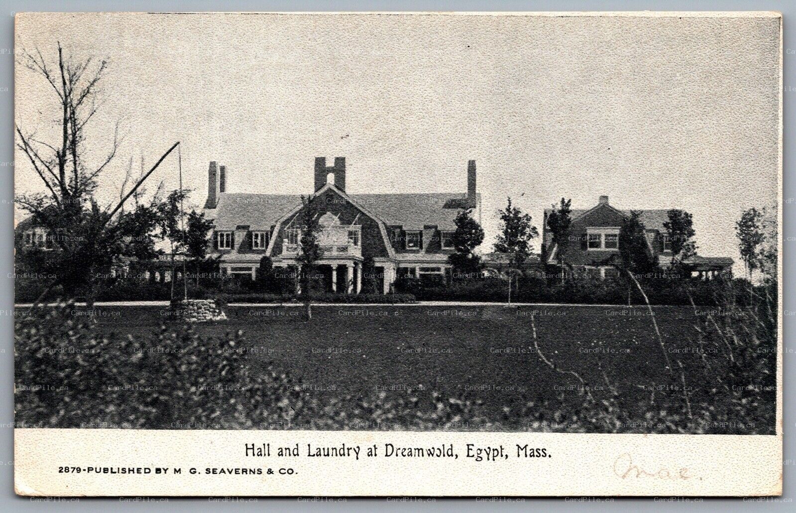 Postcard Egypt MA c1905? Hall and Laundry at Dreamworld Scituate Duplex Cancel