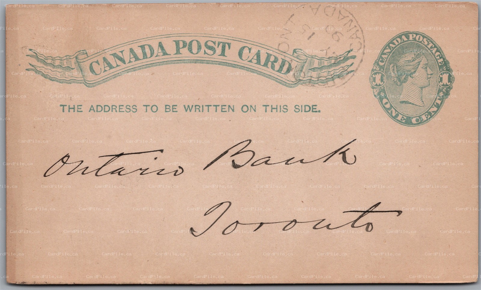 Postal Stationery c1890 Picton Ontario Bank of Montreal to Toronto