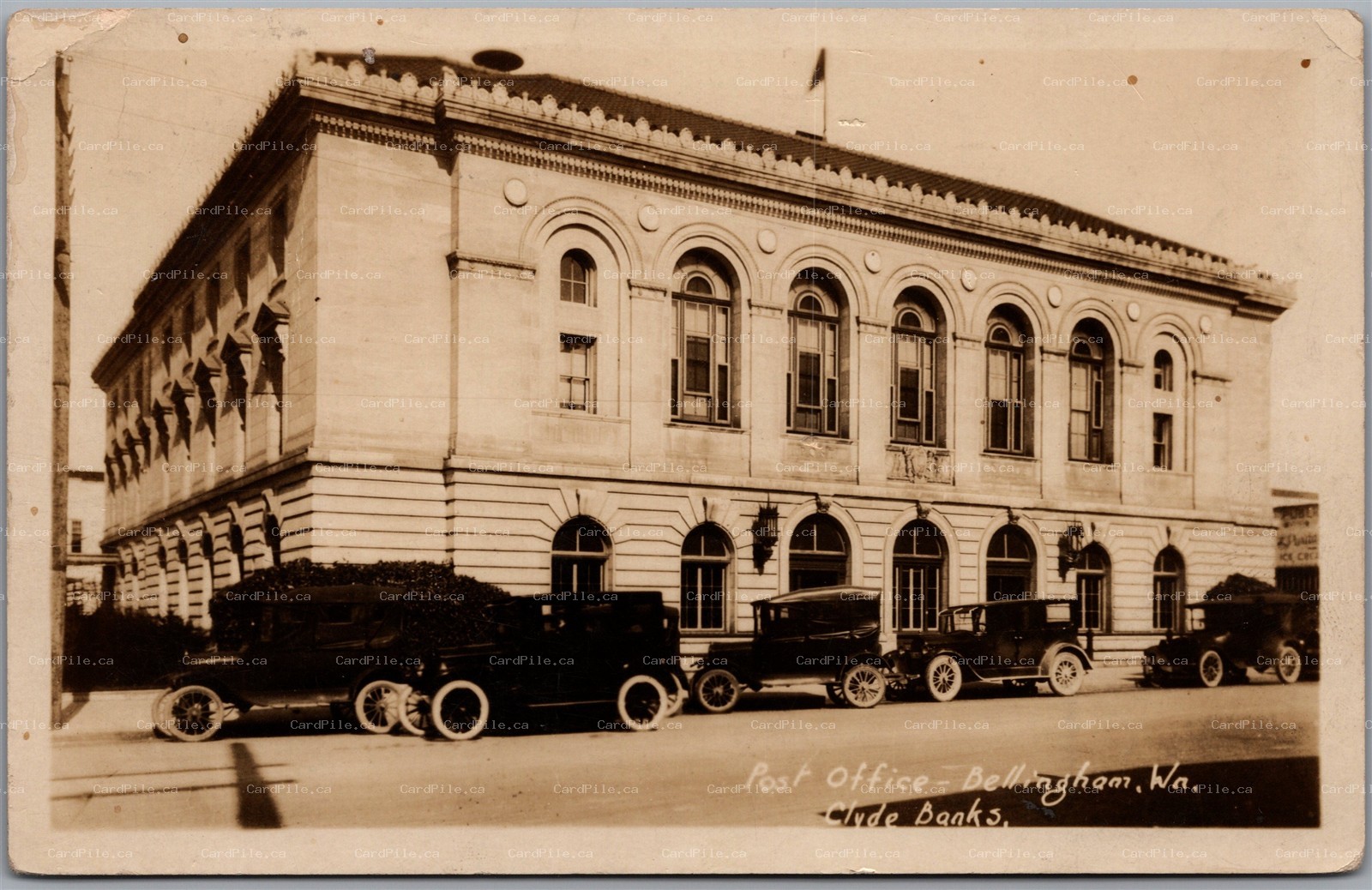 RPPC Bellingham Washington Post Office Clyde Banks Split Ring Langley Prairie BC