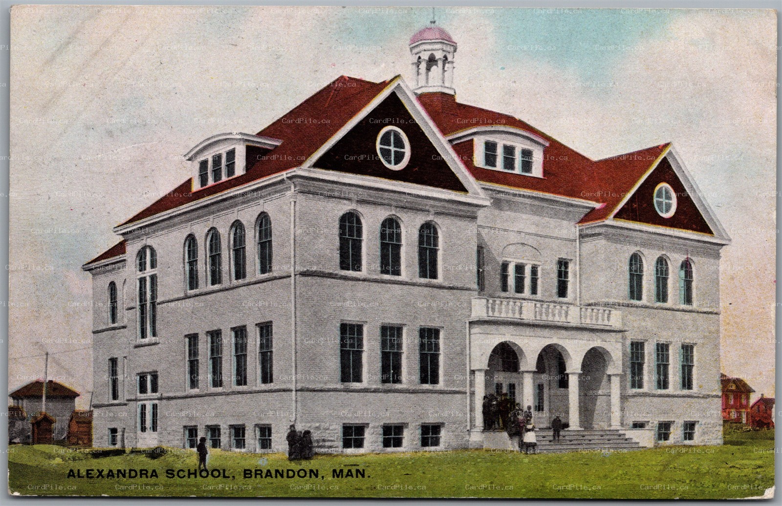 Postcard Brandon Manitoba c1909 Alexandra School from Elgin MB SS Alberta Ref.
