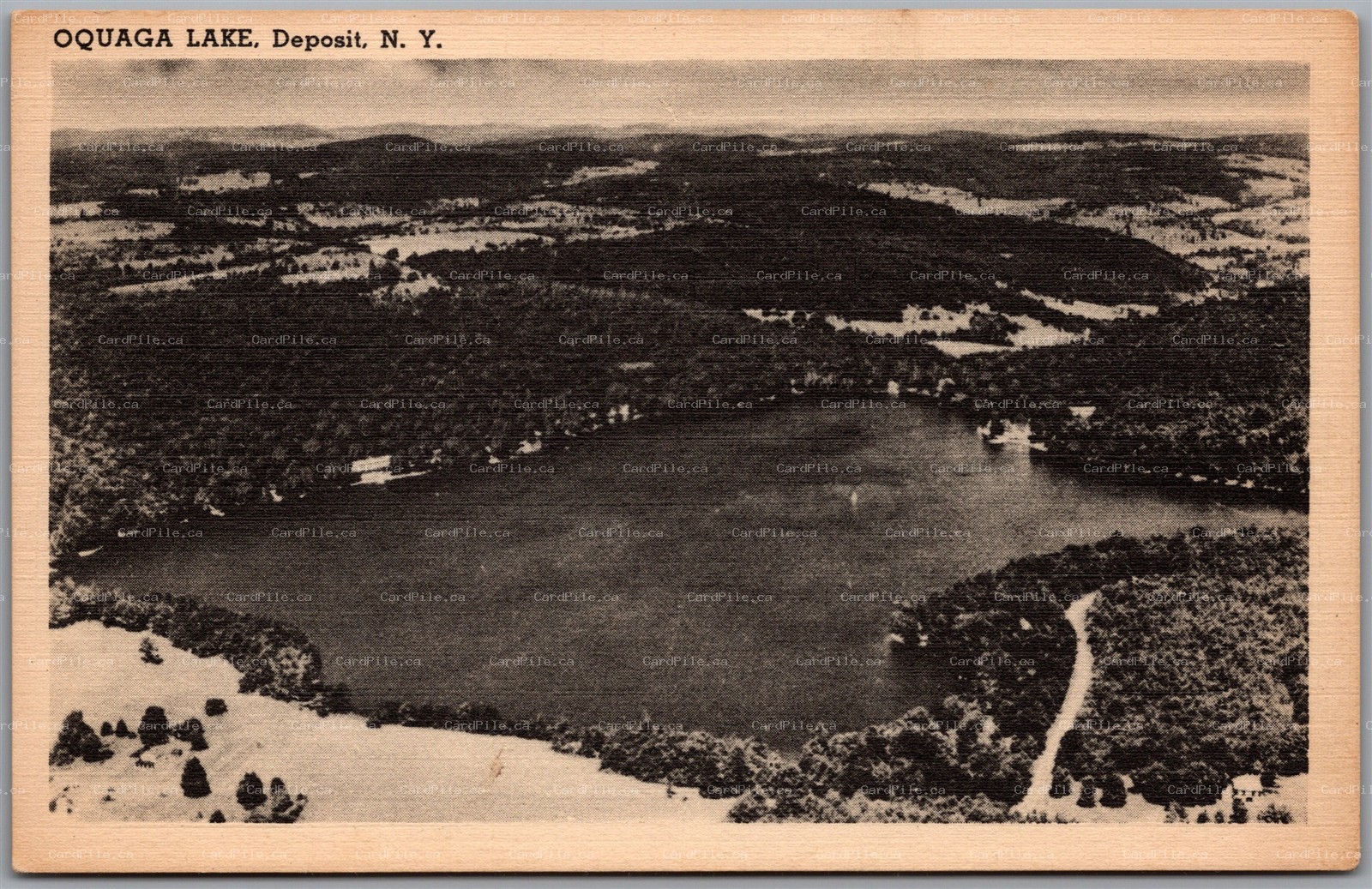 Postcard Oquaga Lake New York Aerial View Broome County