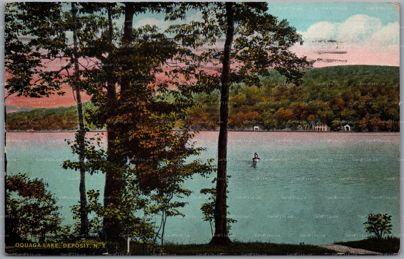 Postcard Deposit New York c1942 Oquaga Lake Scenic View to Binghamton NY