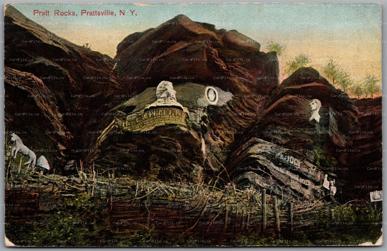 Postcard Prattsville New York c1909 Pratt Rocks DPO Dead Post Office Sunside NY