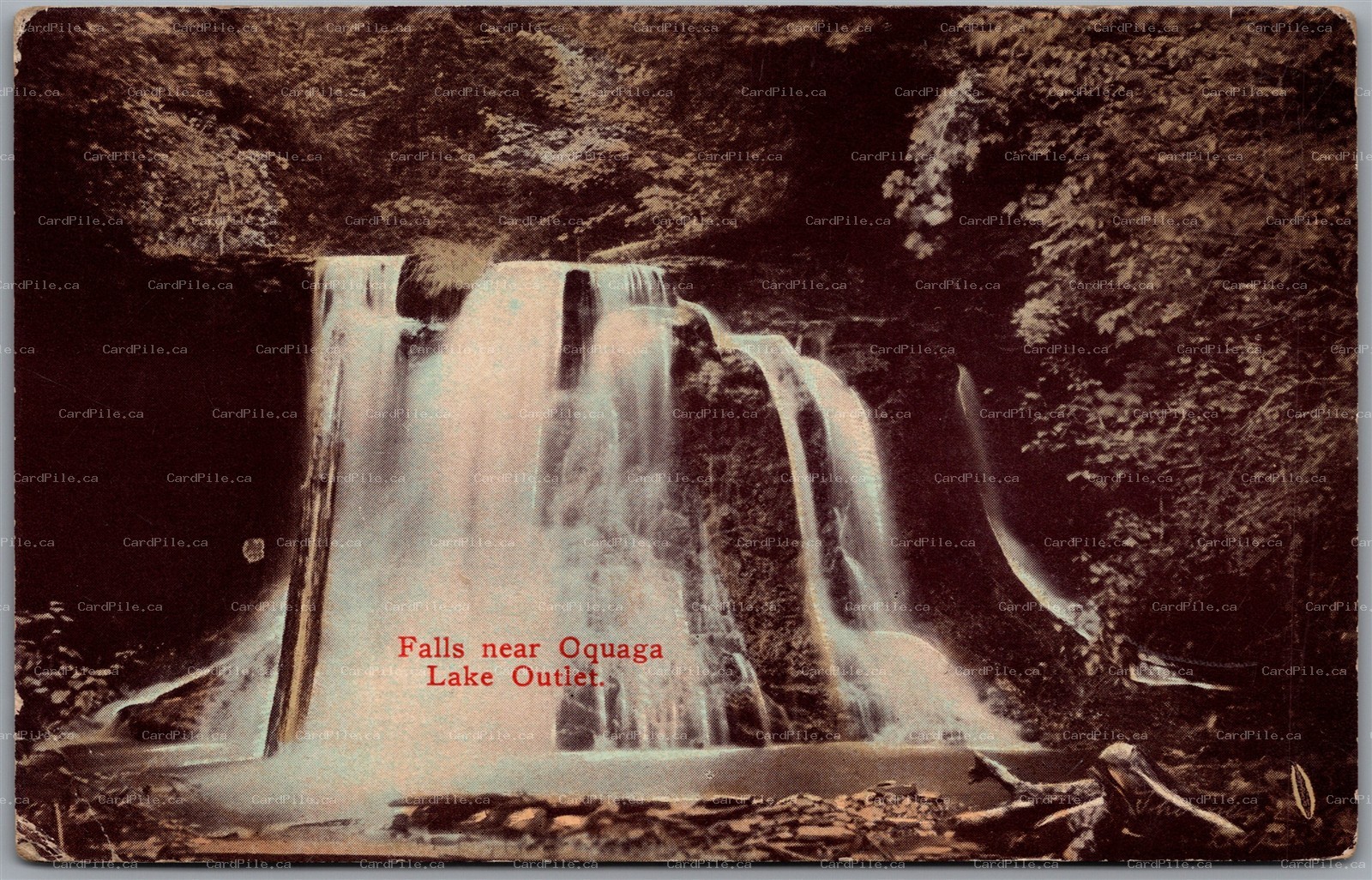 Postcard Oquaga Lake New York c1910s Scenic Falls View by Leslie E. Carl