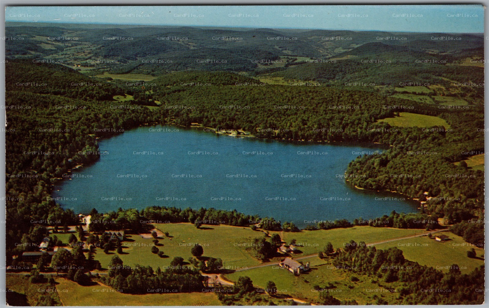 Postcard Oquaga Lake New York Scenic Aerial View