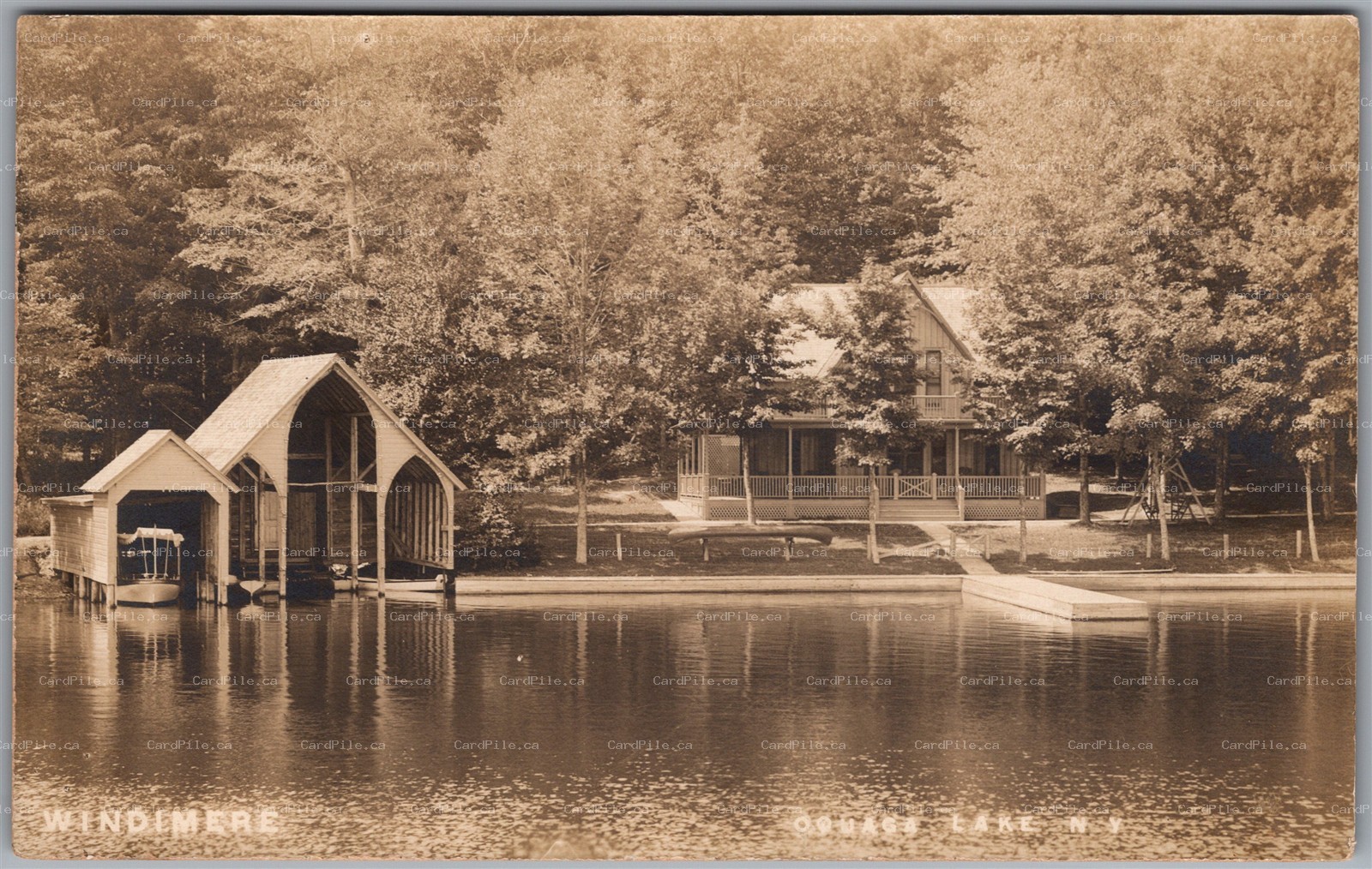 Postcard RPPC c1910s Oquaga Lake New York Windimere Cottage Windermere