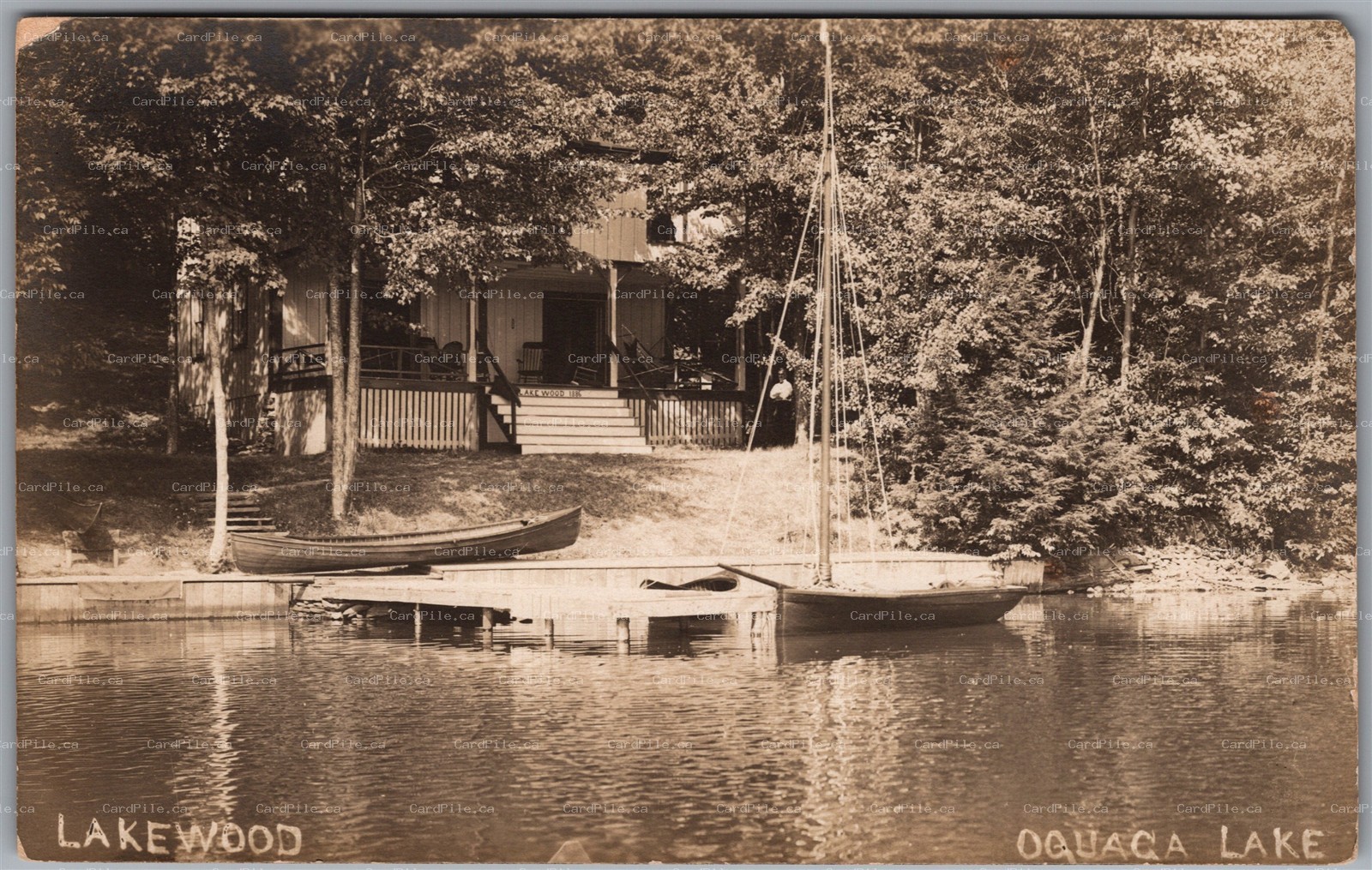 Postcard RPPC c1910s Oquaga Lake New York Lakewood Inn Cottage