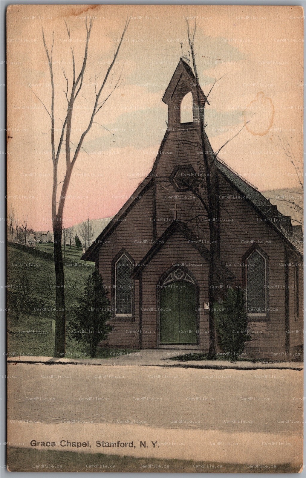 Postcard Stamford New York c1910s Grace Chapel Catskill Mountains Delaware Co.