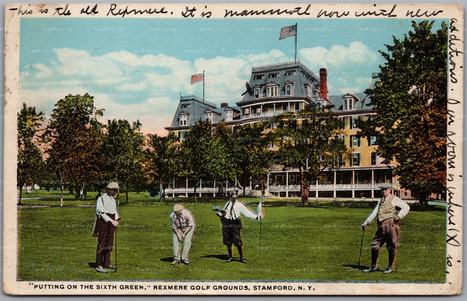 Postcard Stamford New York c1920 Rexmere Golf Grounds 6th Green Putt Catskills