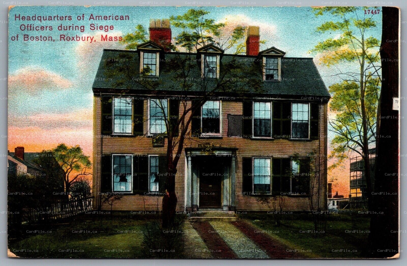 Postcard Roxbury MA c1908 Headquarters American Officers During Siege of Boston
