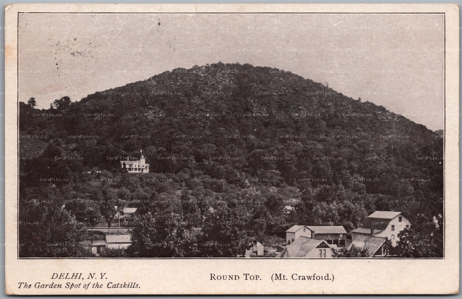 Postcard Delhi New York c1907 Round Top Mt. Crawford Catskill Mountains