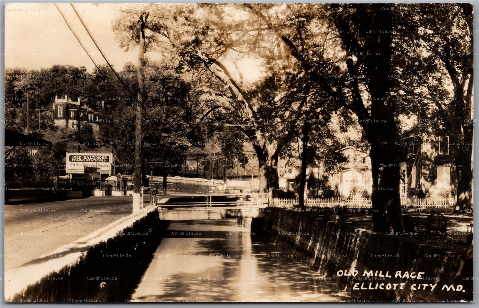 RPPC Ellicott City Maryland Old Mill Race Lord Baltimore Service Station Gas