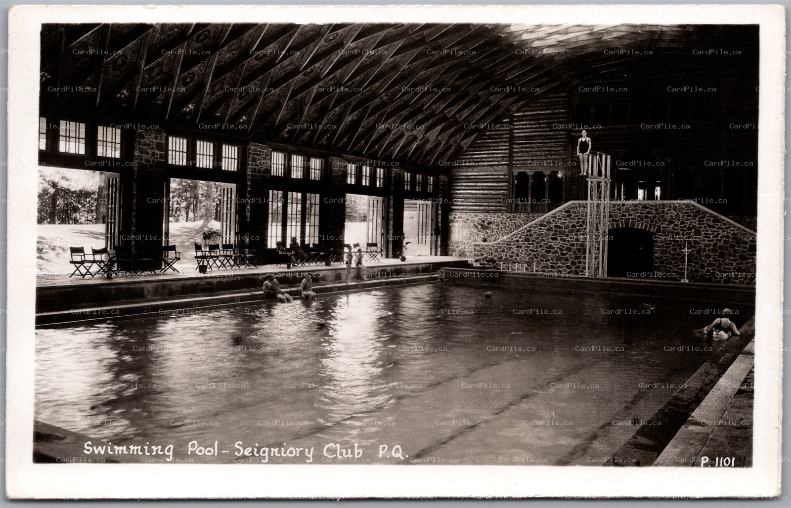 Postcard RPPC c1940s Montebello Quebec Seigniory Club Swimming Pool