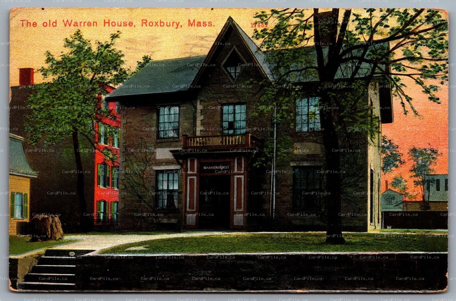 Postcard Roxbury MA c1910 The Old Warren House Warren Street Warrenhurst