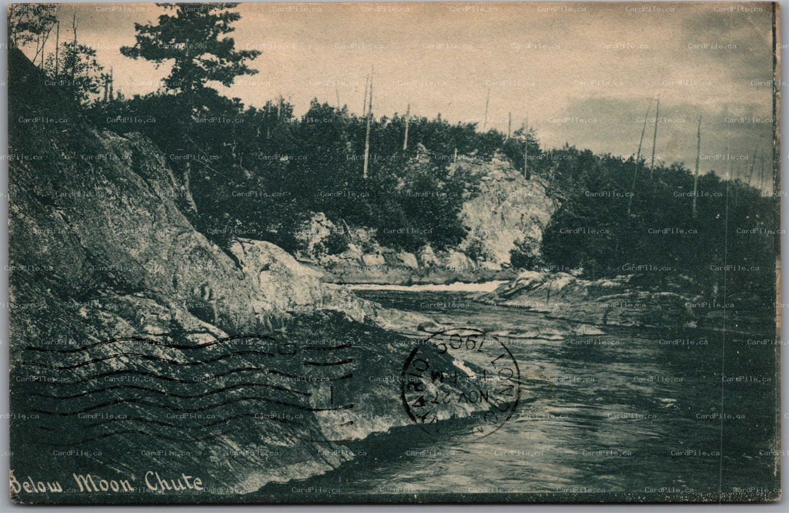 Postcard Bala Muskoka Ontario c1909 Below Moon Chute by Jas. Thomson