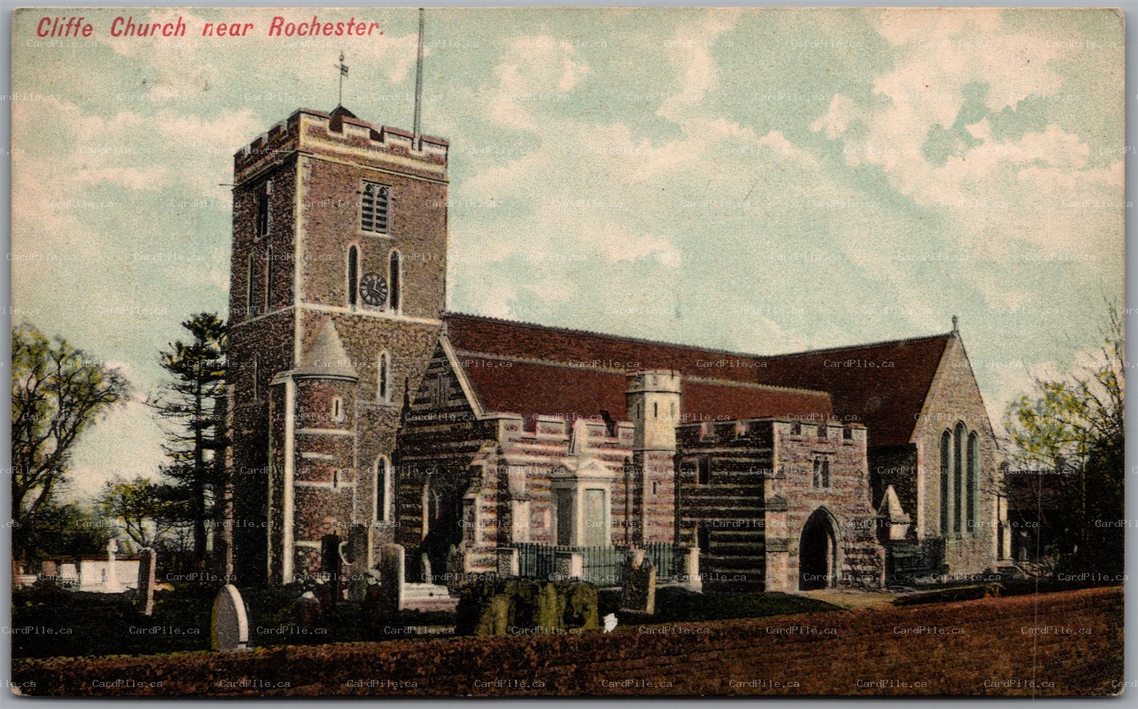 Postcard Rochester England c1906 Cliffe Church Cemetery Headstones Kent