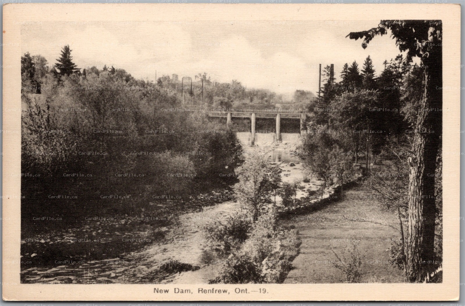 Postcard Renfrew Ontario New Dam Scenic View by PECO