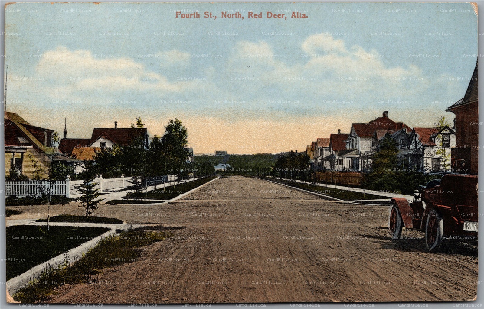 Postcard Red Deer Alberta c1920s Fourth St. by Novelty Mfg.
