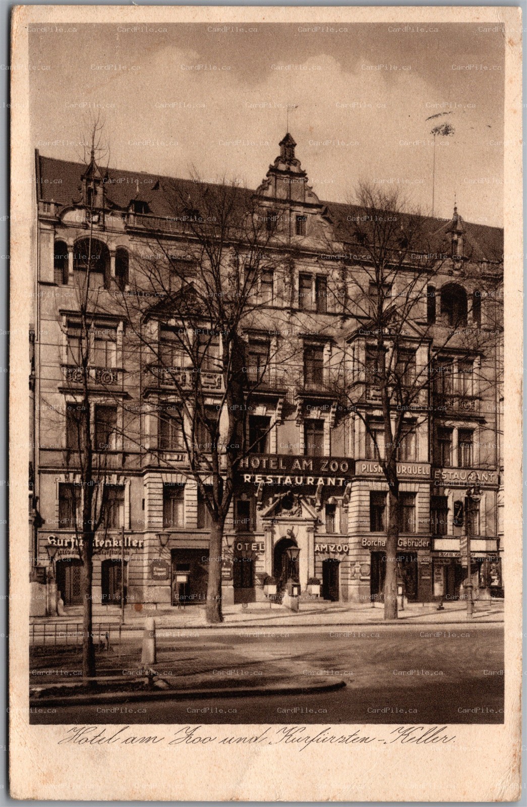 Postcard Berlin Germany Hotel am Zoo Kurfürsten-Keller FPO 737 Cancel CA. O. S