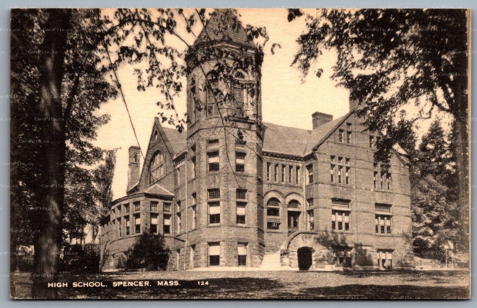 Postcard Spencer MA c1910s High School now David Prouty High School