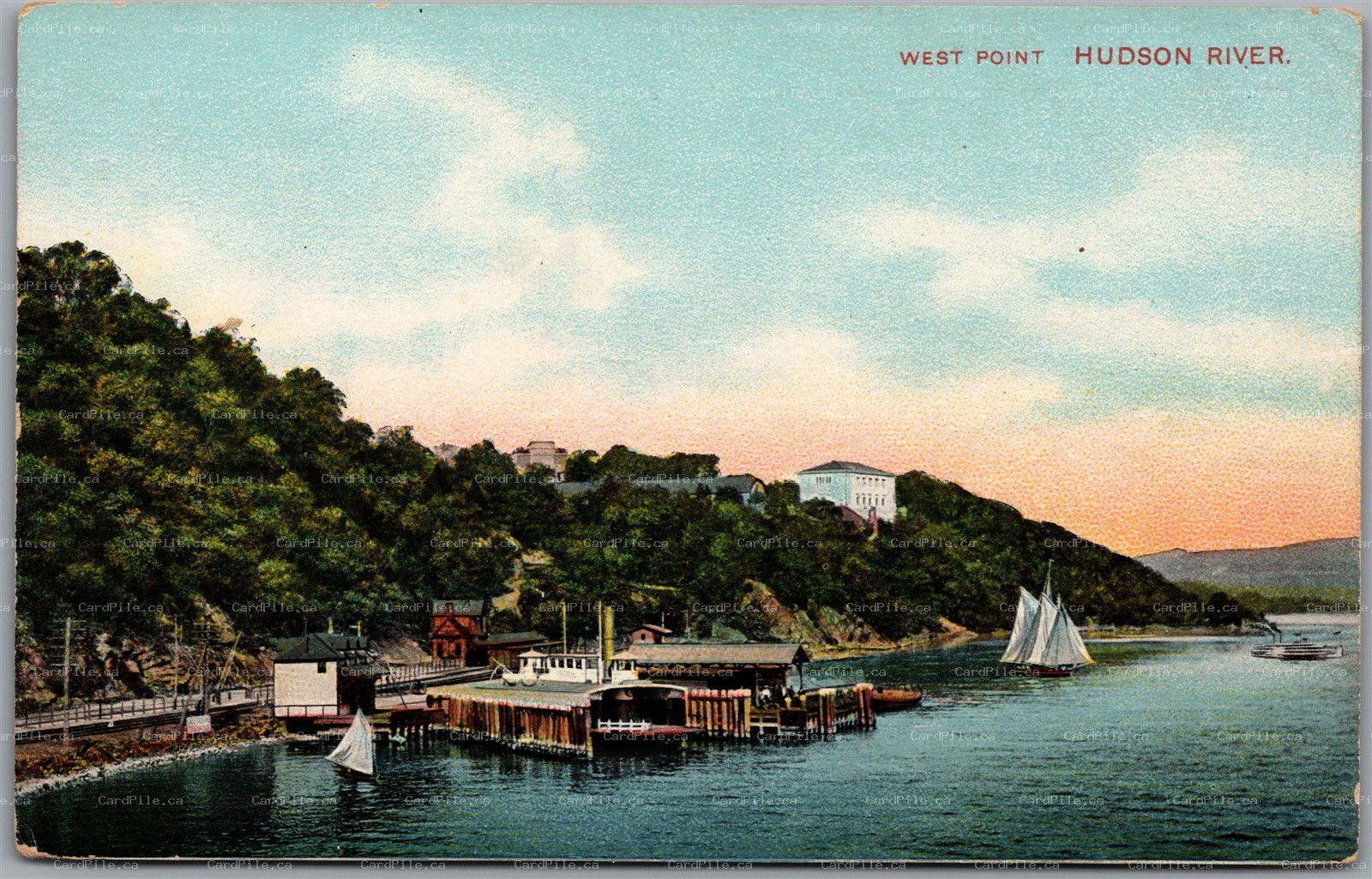 Postcard West Point New York Hudson River F. O. Baxley Clanton Alabama