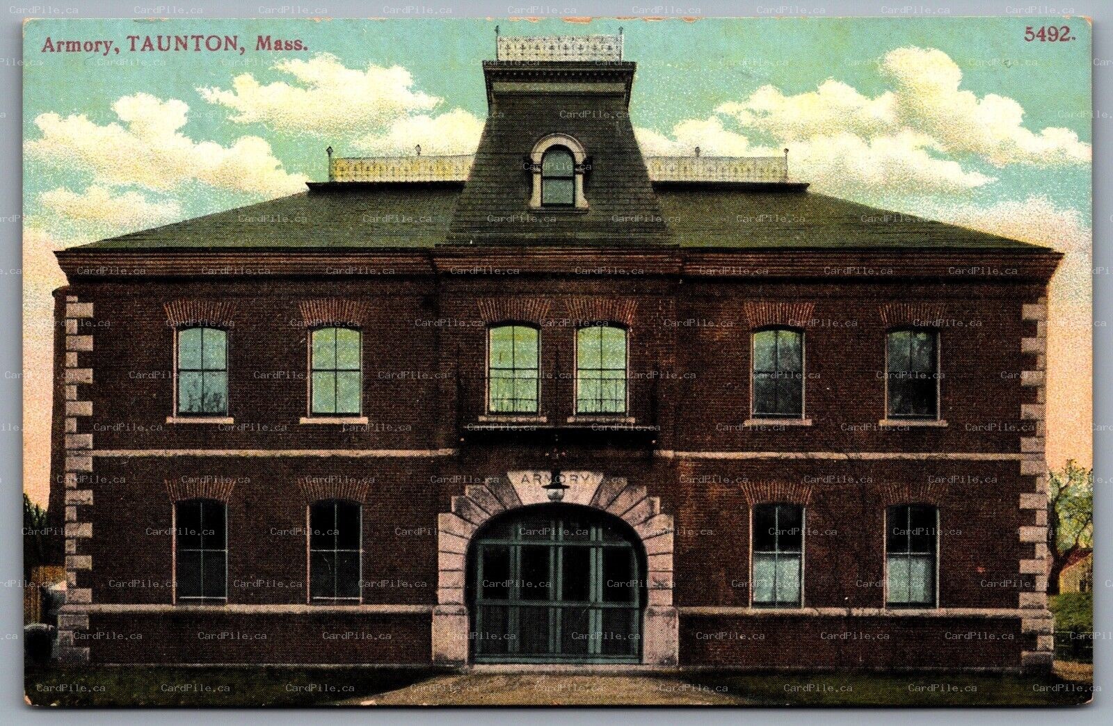 Postcard Taunton MA c1910s Armory Front View
