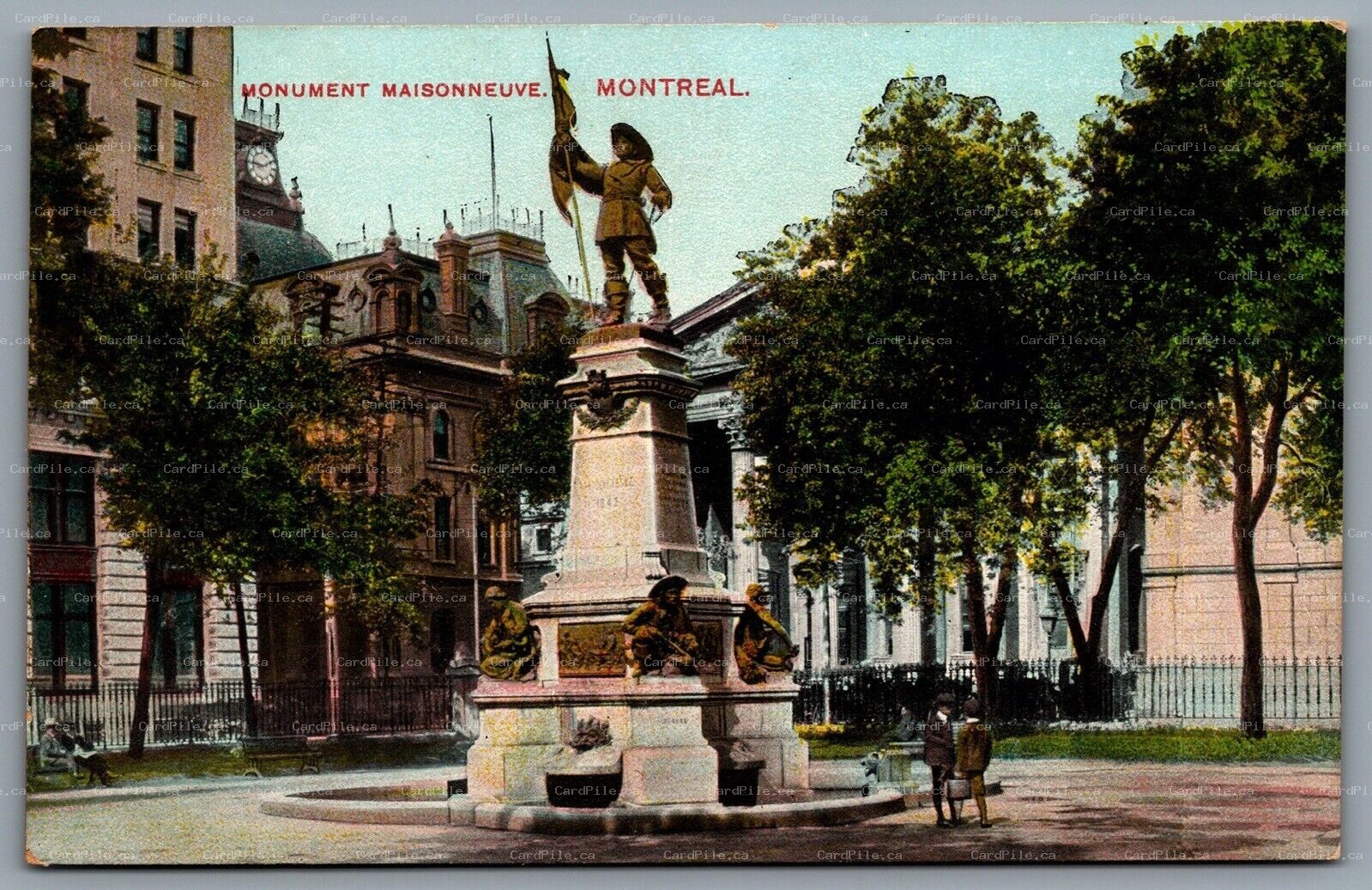 Postcard Montreal Quebec c1910s Monument Maisonneuve by Louis-Philippe Hébert