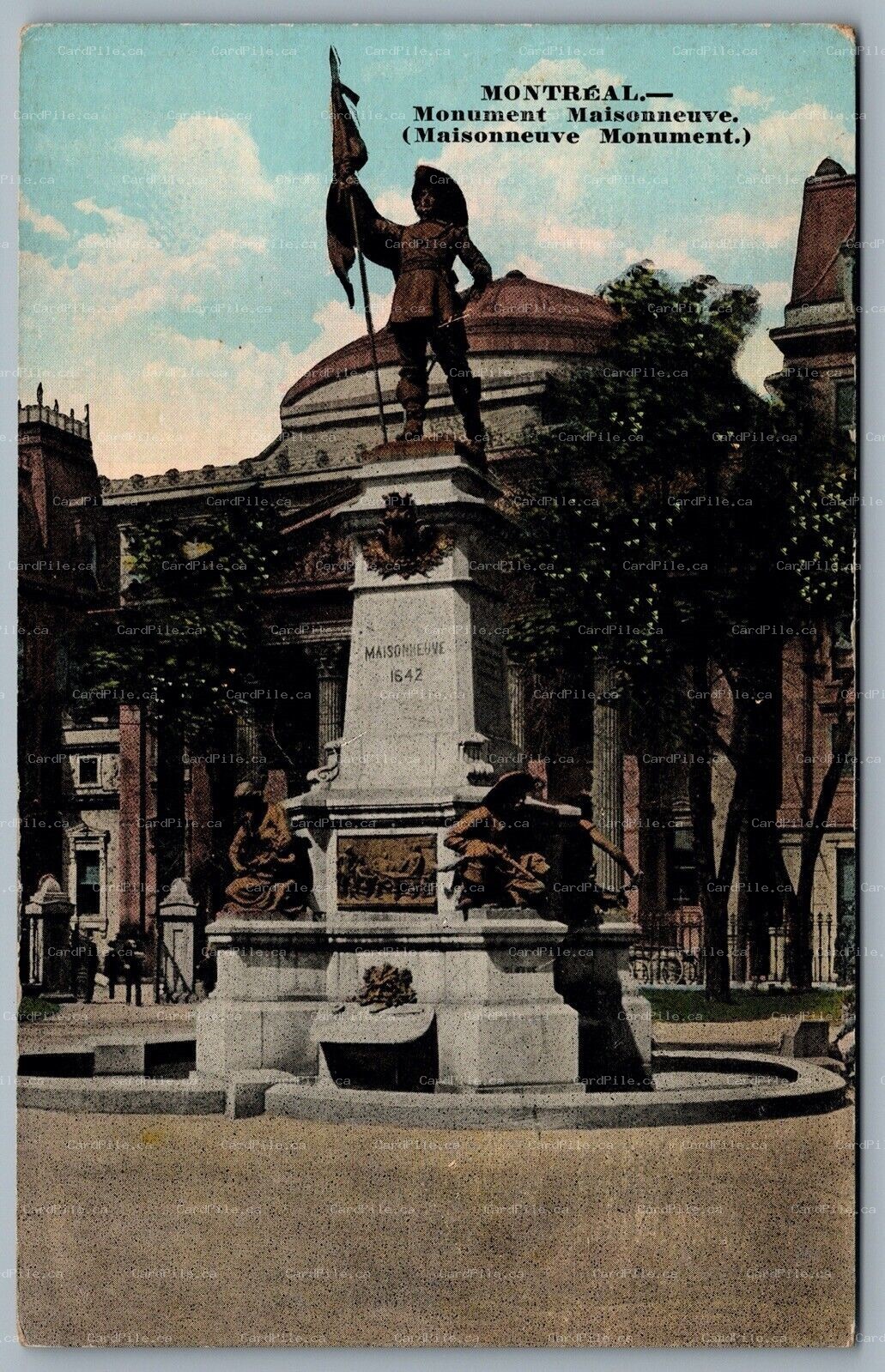 Postcard Montreal Quebec c1910s Monument Maisonneuve by Louis-Philippe Hébert B