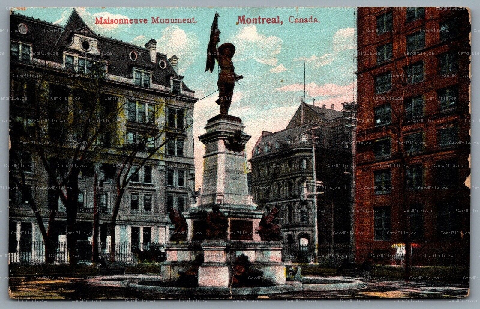 Postcard Montreal Quebec c1906 Monument Maisonneuve Place d'Armes in Montreal