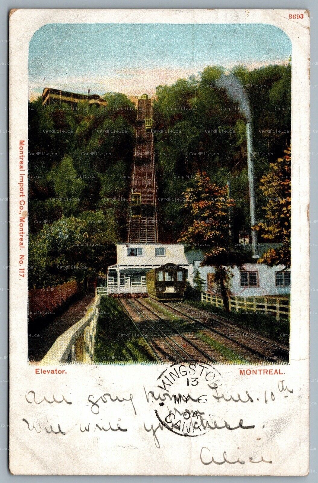 Postcard Montreal Quebec c1904 Elevator Mount Royal CDS Cancels Undivided Back
