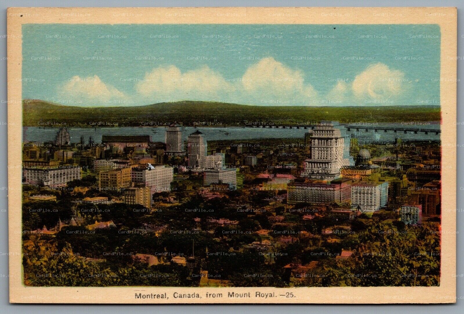 Postcard Montreal Quebec c1930s Montreal Canada From Mount Royal Birds Eye View